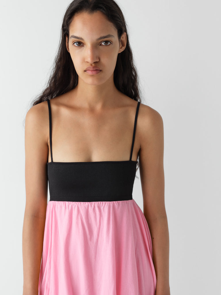 Black and Pink Mini Dress with Balloon Skirt for Women Gimaguas Black and Pink Mini Dress with Balloon Skirt for Women Gimaguas