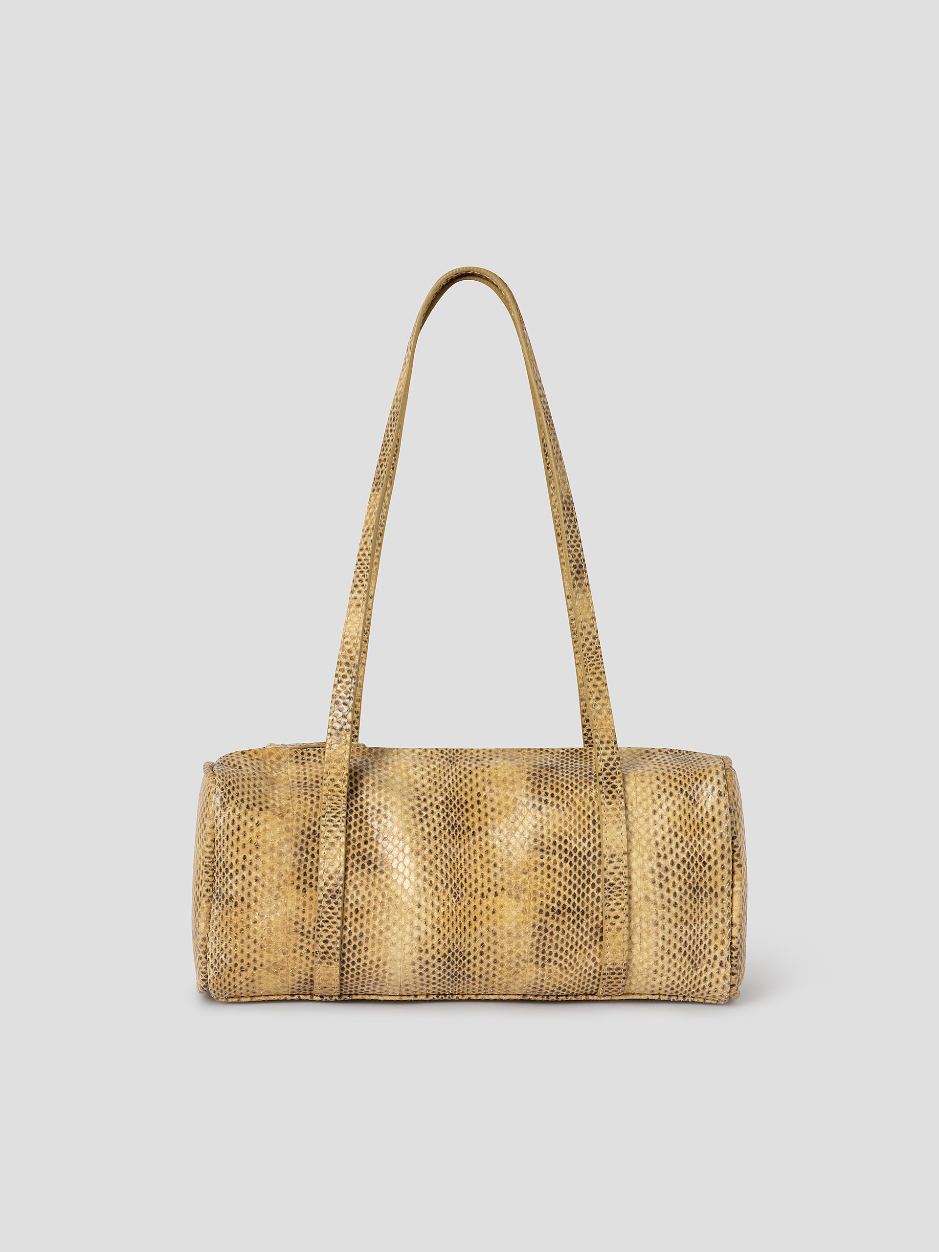 Women's yellow snake-effect leather shoulder bag - Gimaguas