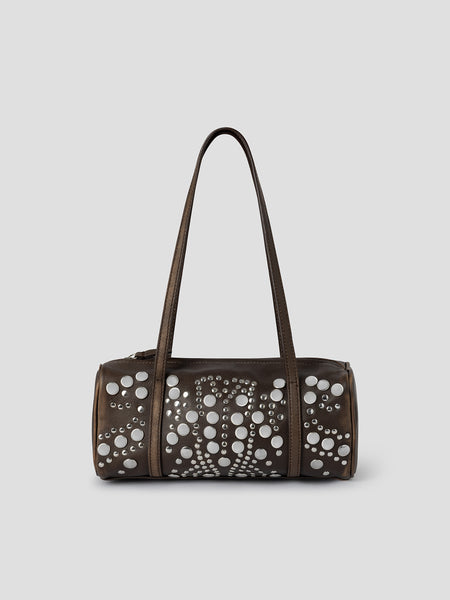 Women's faded brown shoulder bag with silver studs – Gimaguas