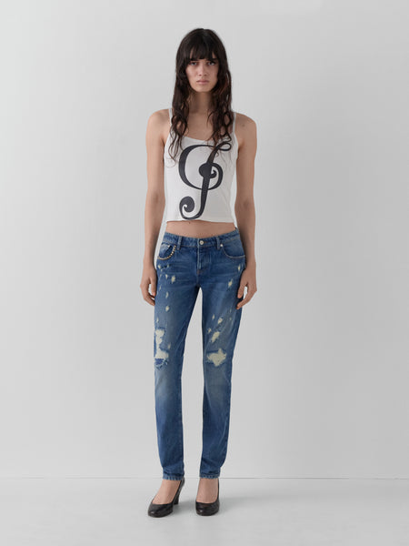 White tank top for women with G clef graphic – Gimaguas