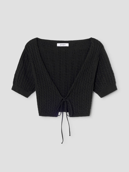 Women's black cable-knit cropped cardigan – Gimaguas