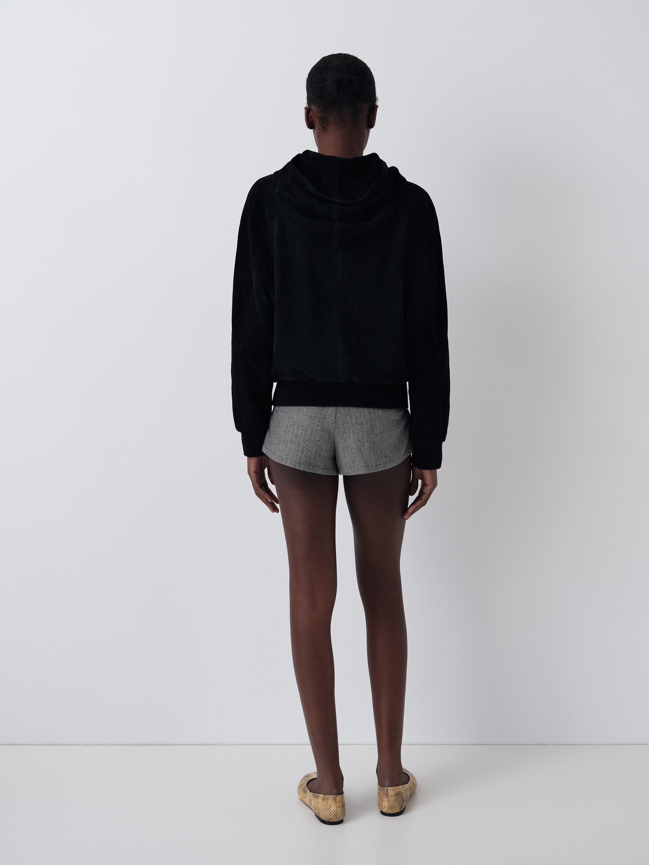 Oversized suede hoodie jacket for women in black – Gimaguas