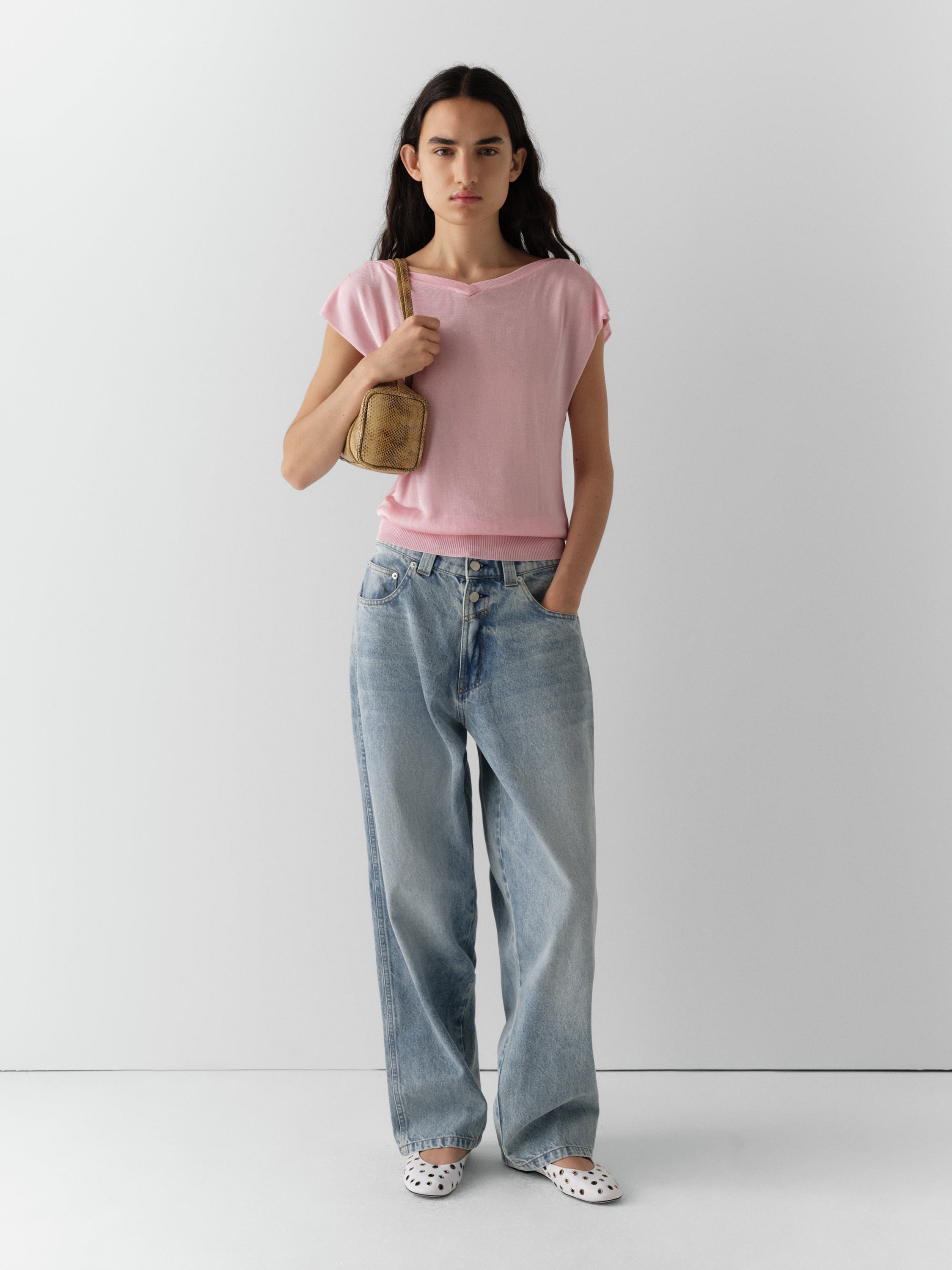 Pink Top with Gathered Waistband and Cap Sleeves for Women – Gimaguas