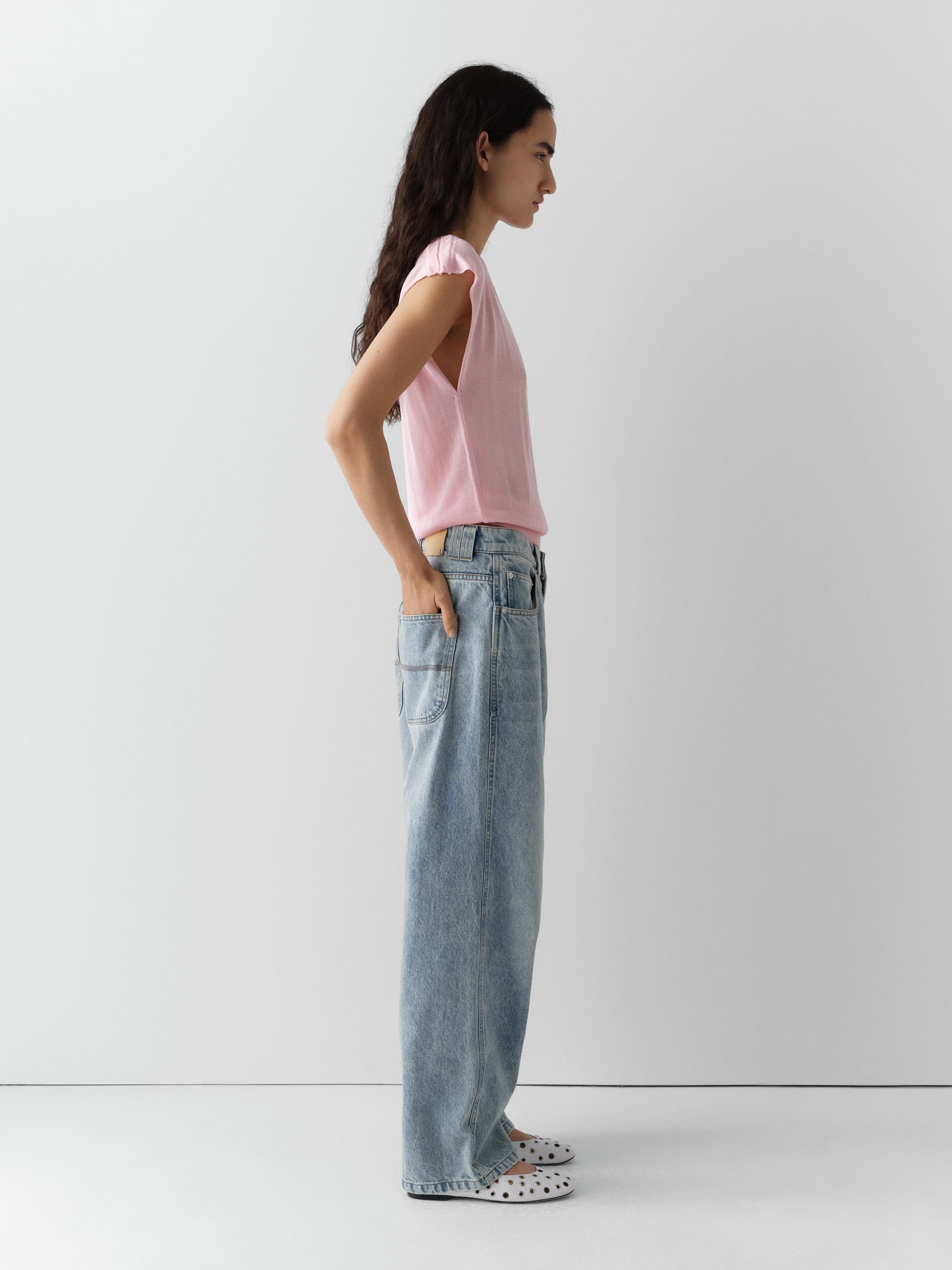 Pink Top with Gathered Waistband and Cap Sleeves for Women – Gimaguas