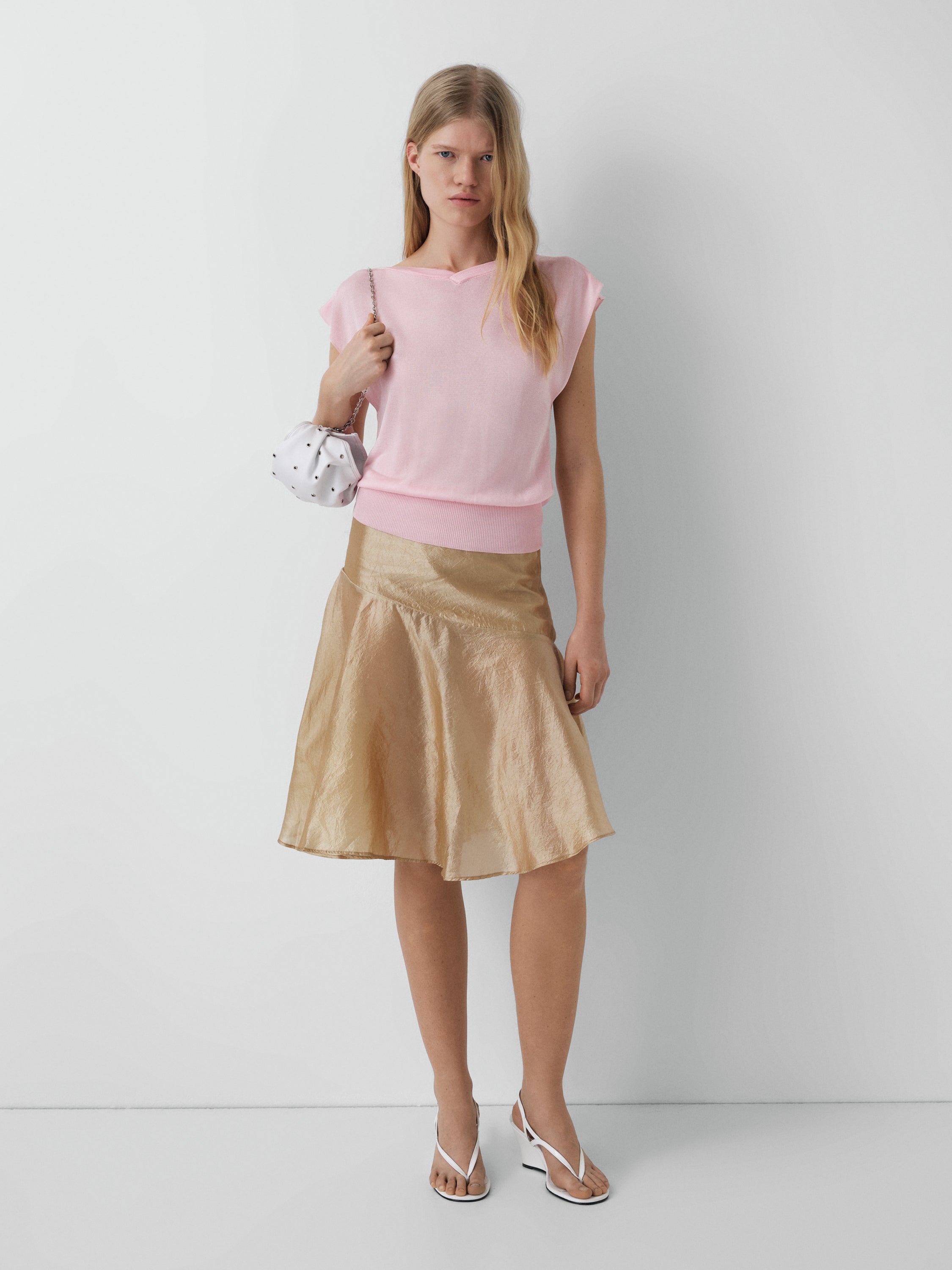 Pink Top with Gathered Waistband and Cap Sleeves for Women – Gimaguas