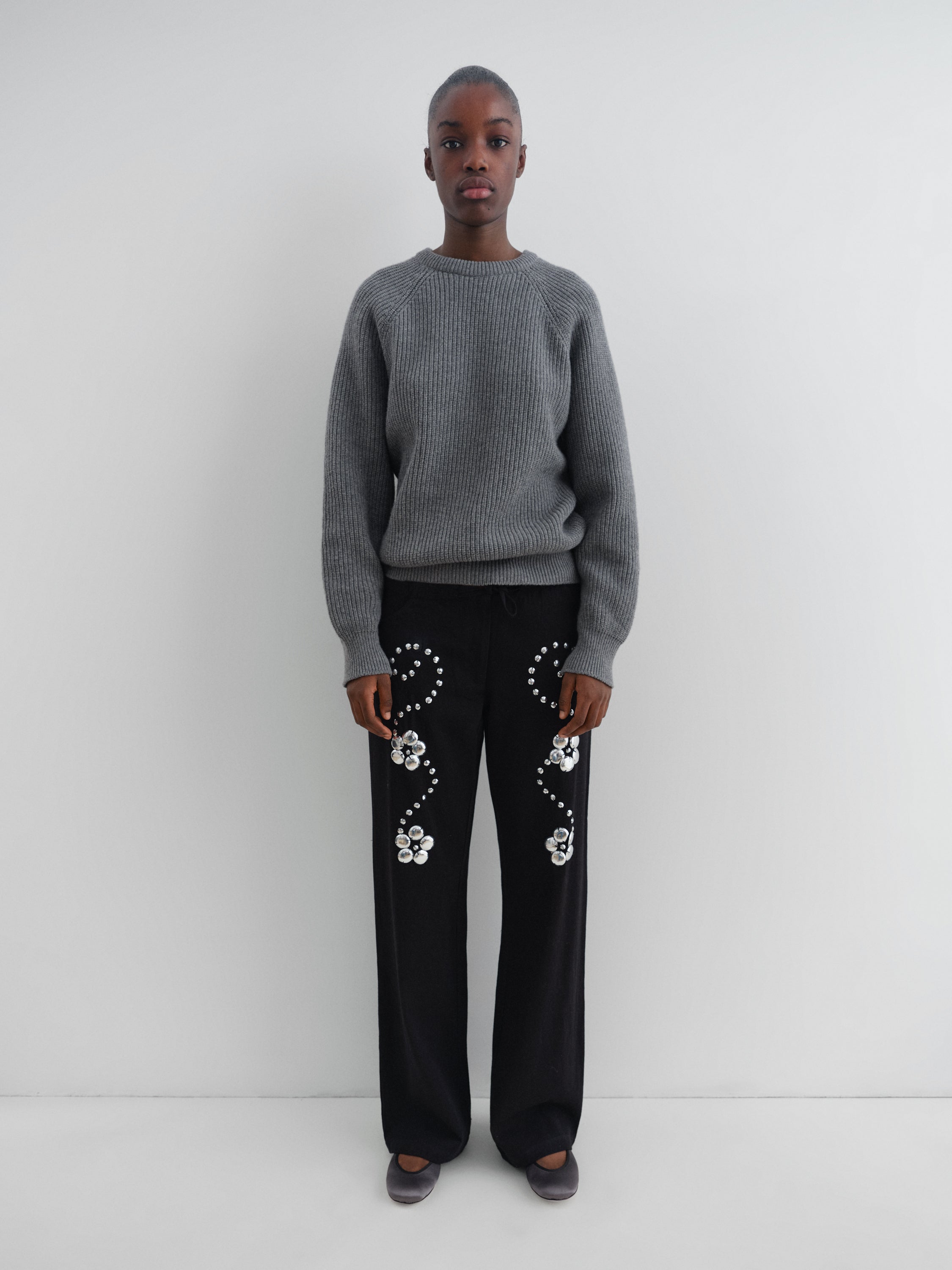 Unisex grey ribbed long-sleeve jumper – Gimaguas