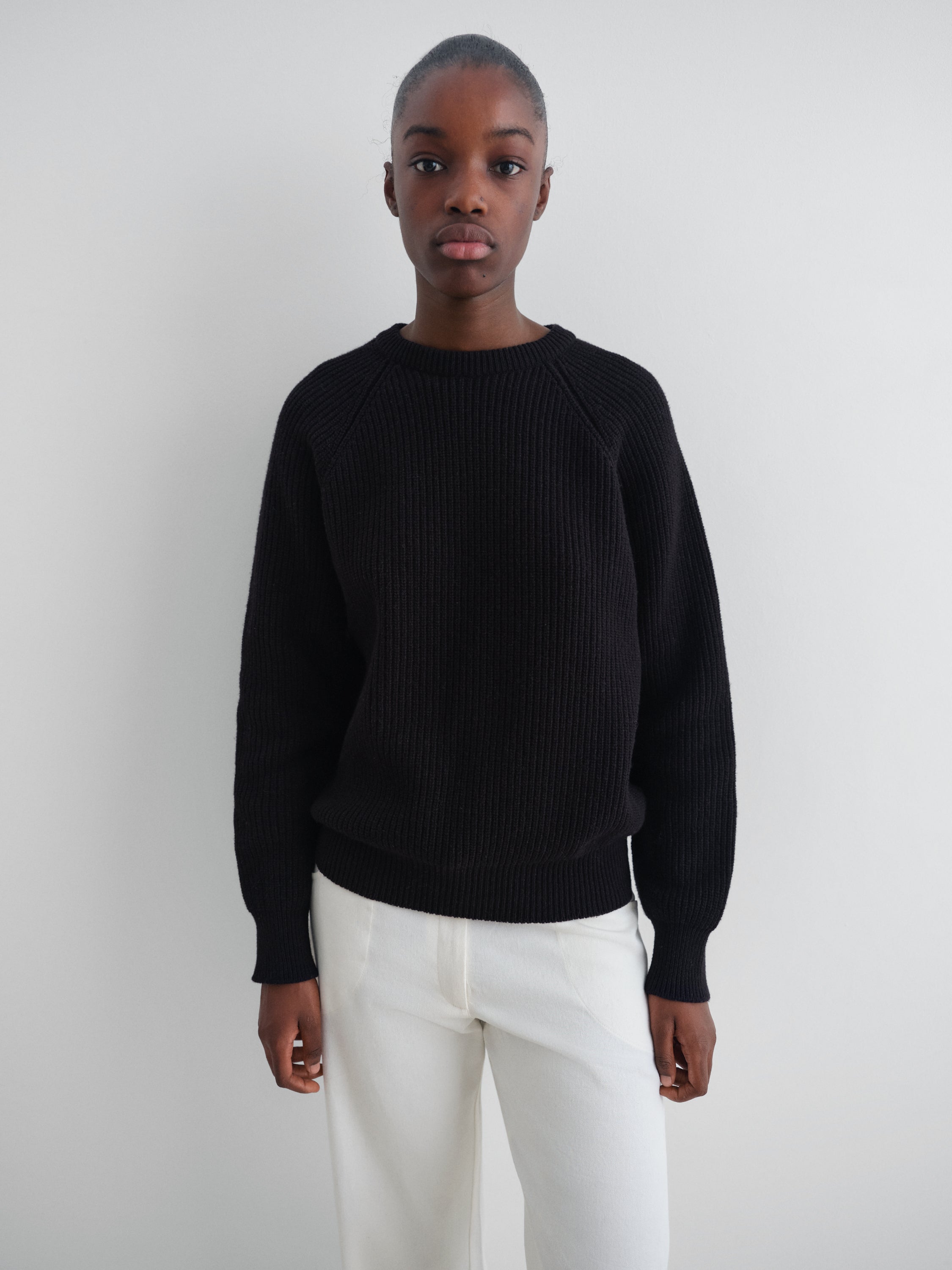 Unisex black ribbed long-sleeve jumper – Gimaguas