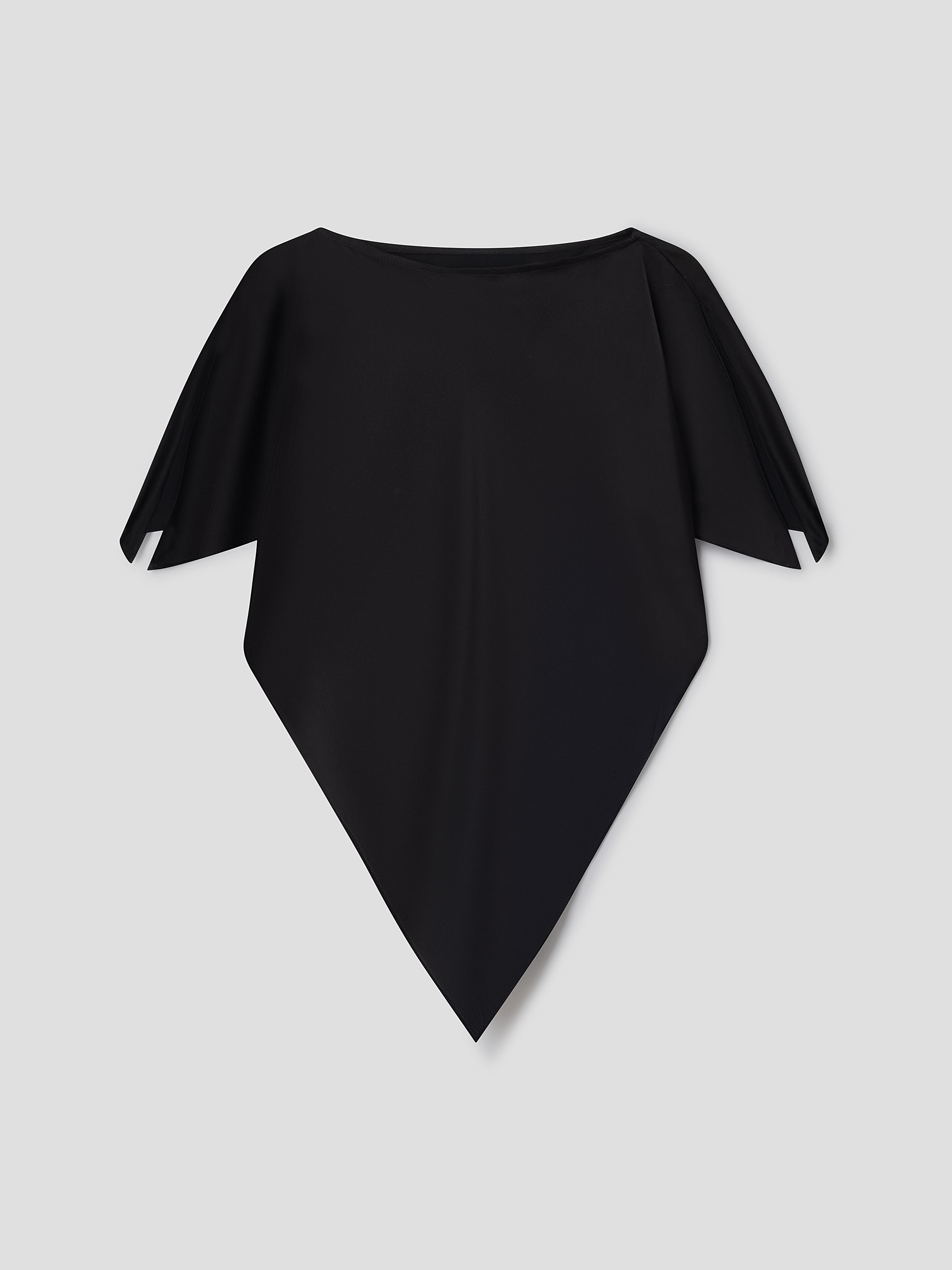 Black satin top with pointed hemline and draped shoulders – Gimaguas