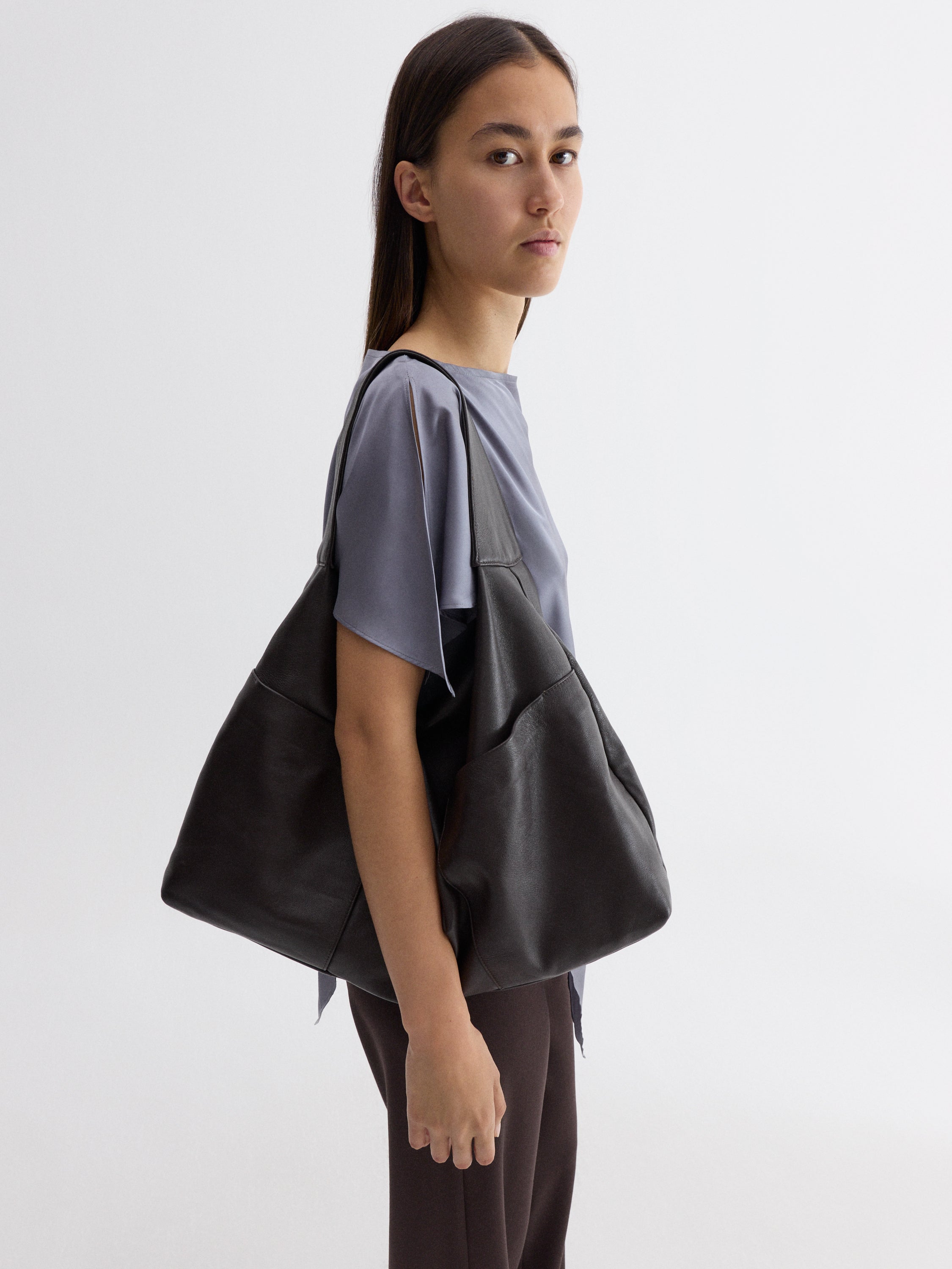 Brown hobo leather shoulder bag for women - Gimaguas
