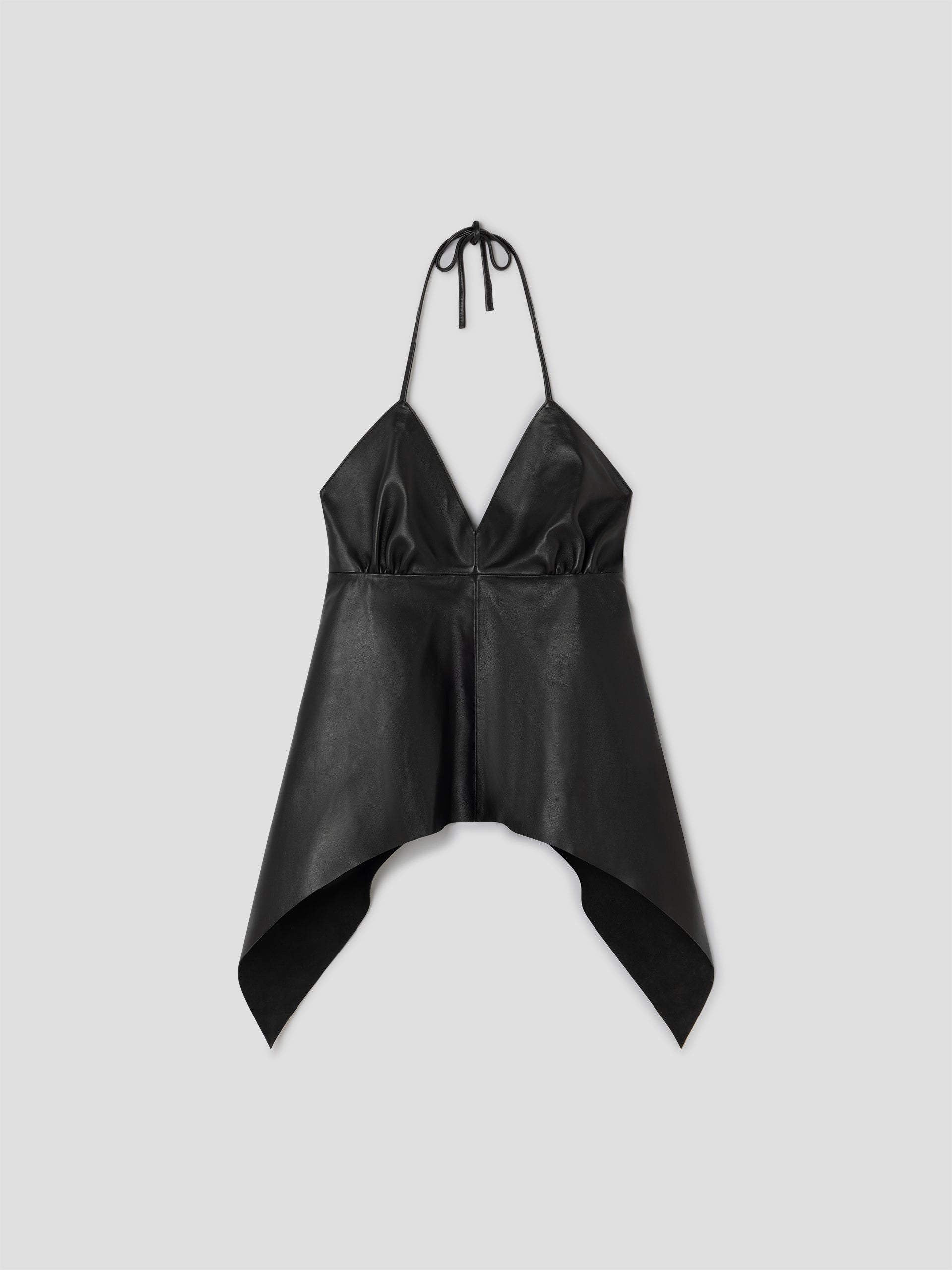 Black leather top for women with pointed hem – Gimaguas