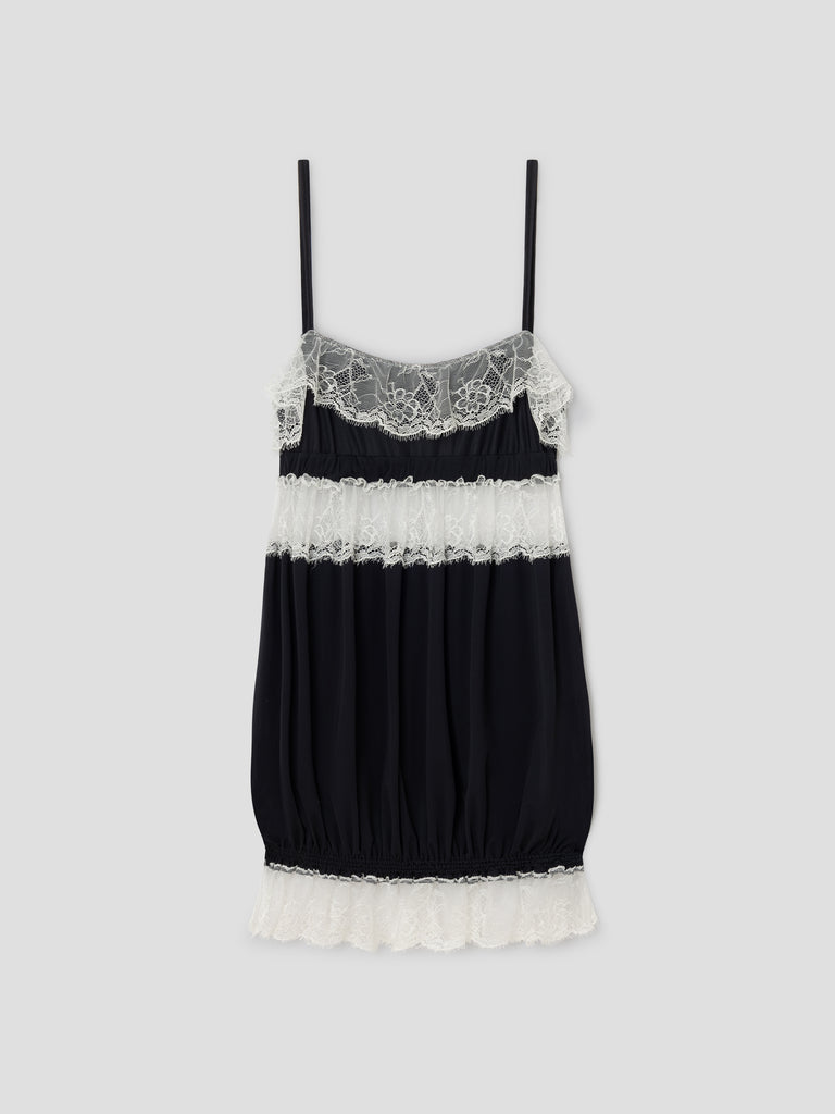 lace trim mini dress Black Lace Trim Mini Dress