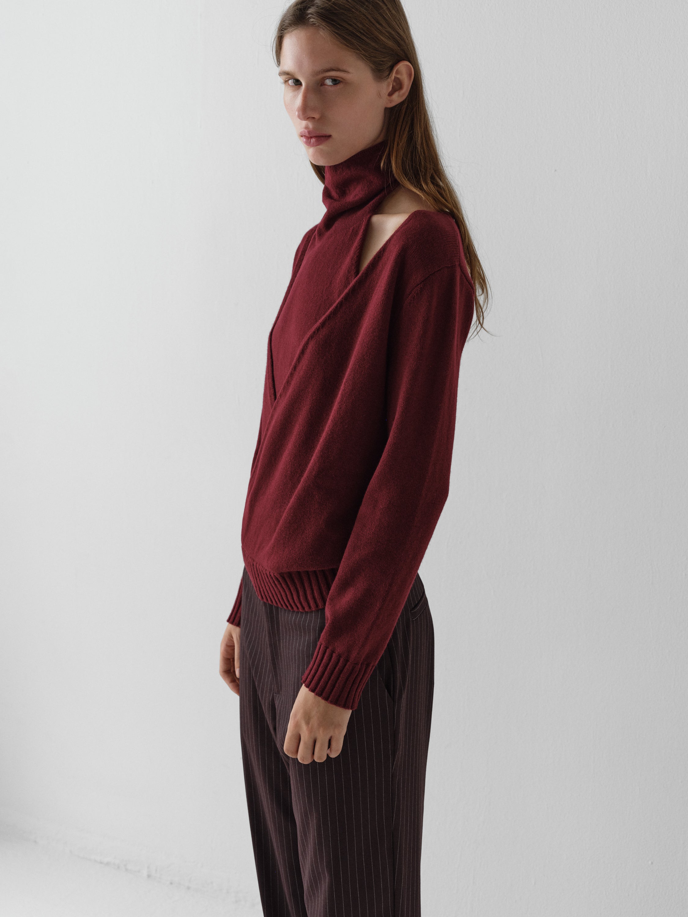 Women's burgundy faux-layered long-sleeve jumper – Gimaguas