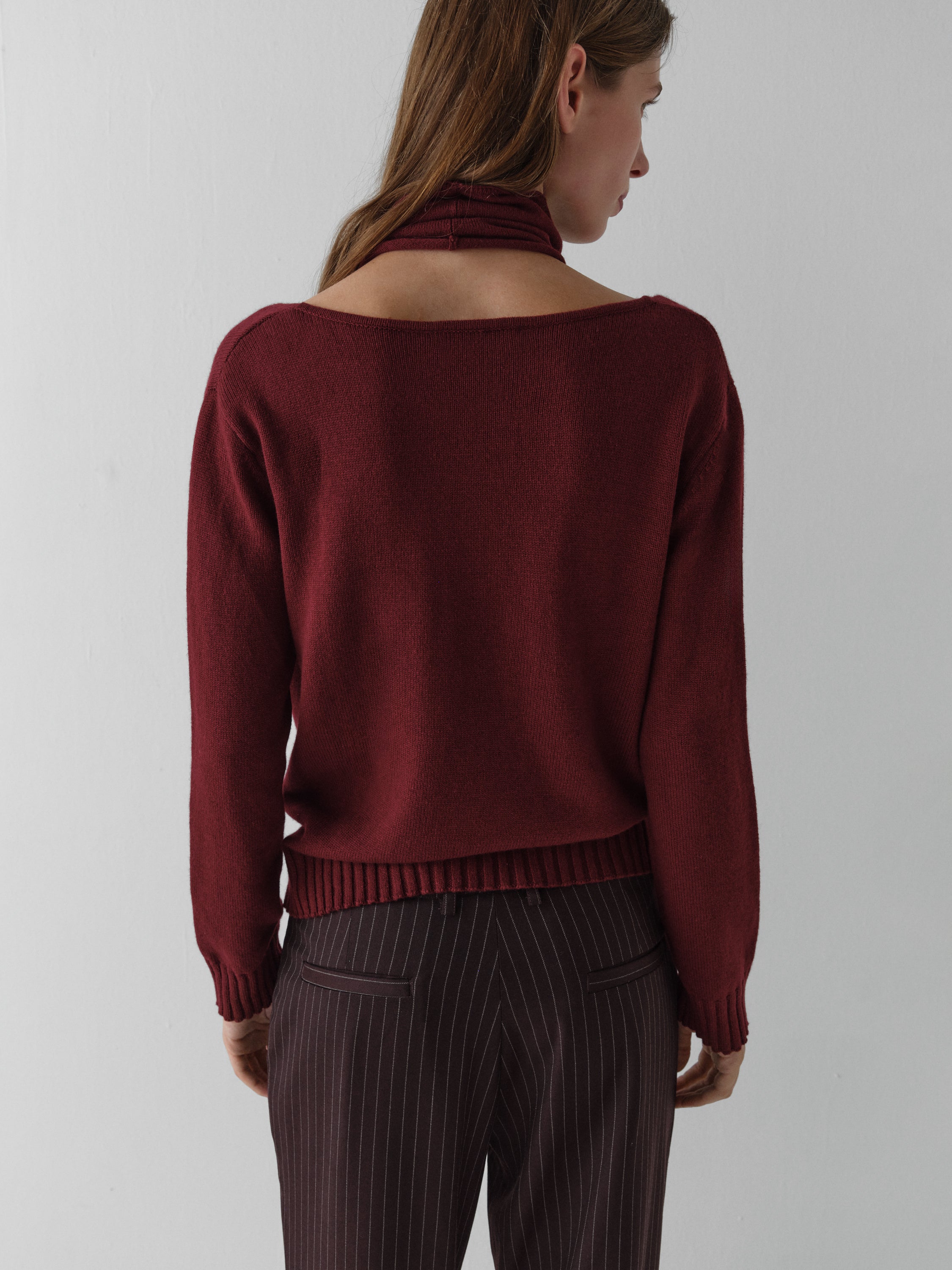 Women's burgundy faux-layered long-sleeve jumper – Gimaguas