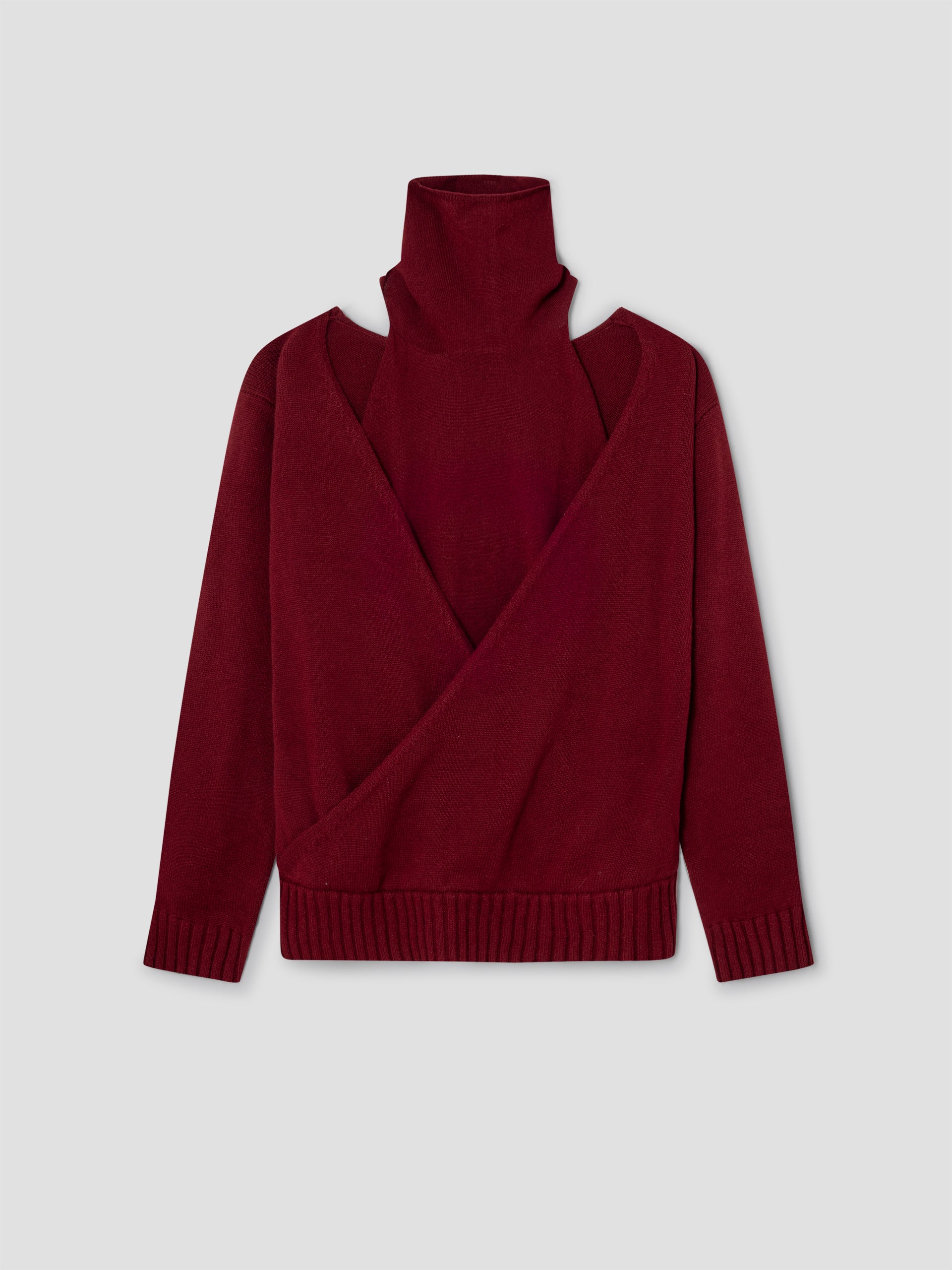 Women's burgundy faux-layered long-sleeve jumper – Gimaguas