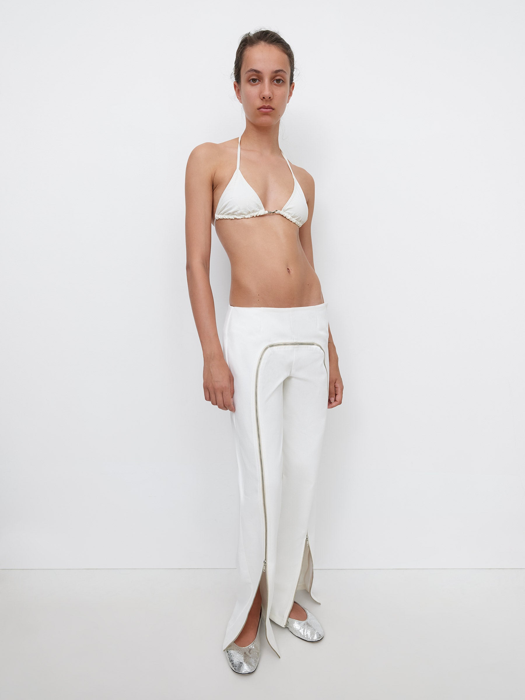 Zip Trousers Off White - Bottoms - Gimaguas
