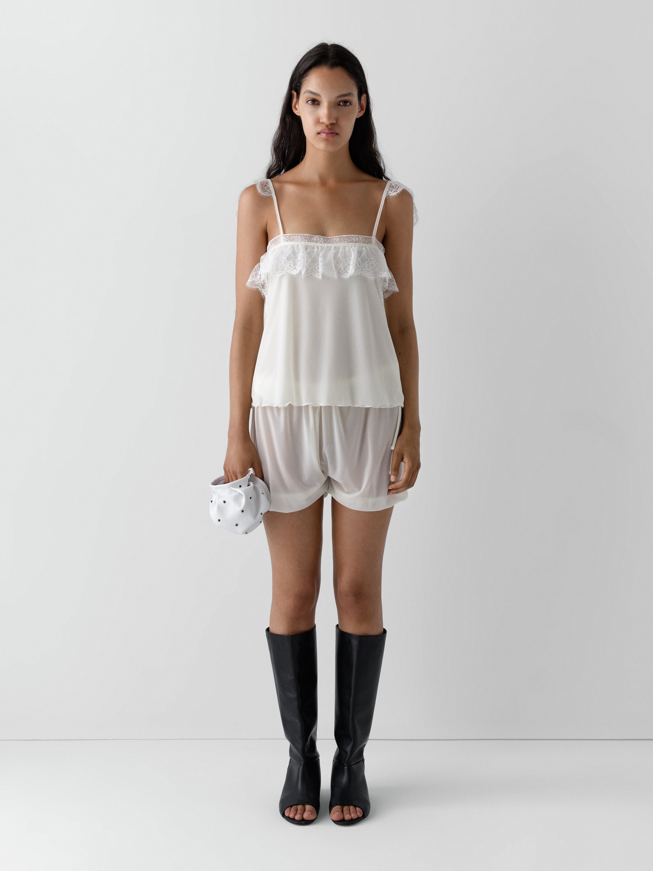 White Sheer Balloon Mini Shorts | Side Ties – Gimaguas